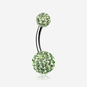 Classic Multi-Gem Sparkle Belly Ring-Light Green